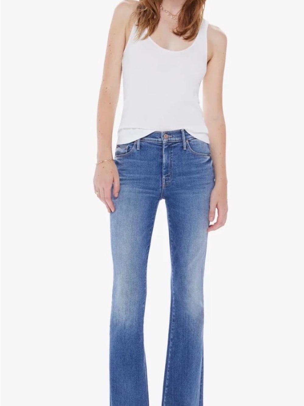 MOTHER The Weekender Fray Mid-Blue Bootcut Women’s Jeans 27